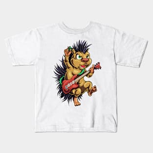 Cartoon hedgehog playing electric guitar Kids T-Shirt